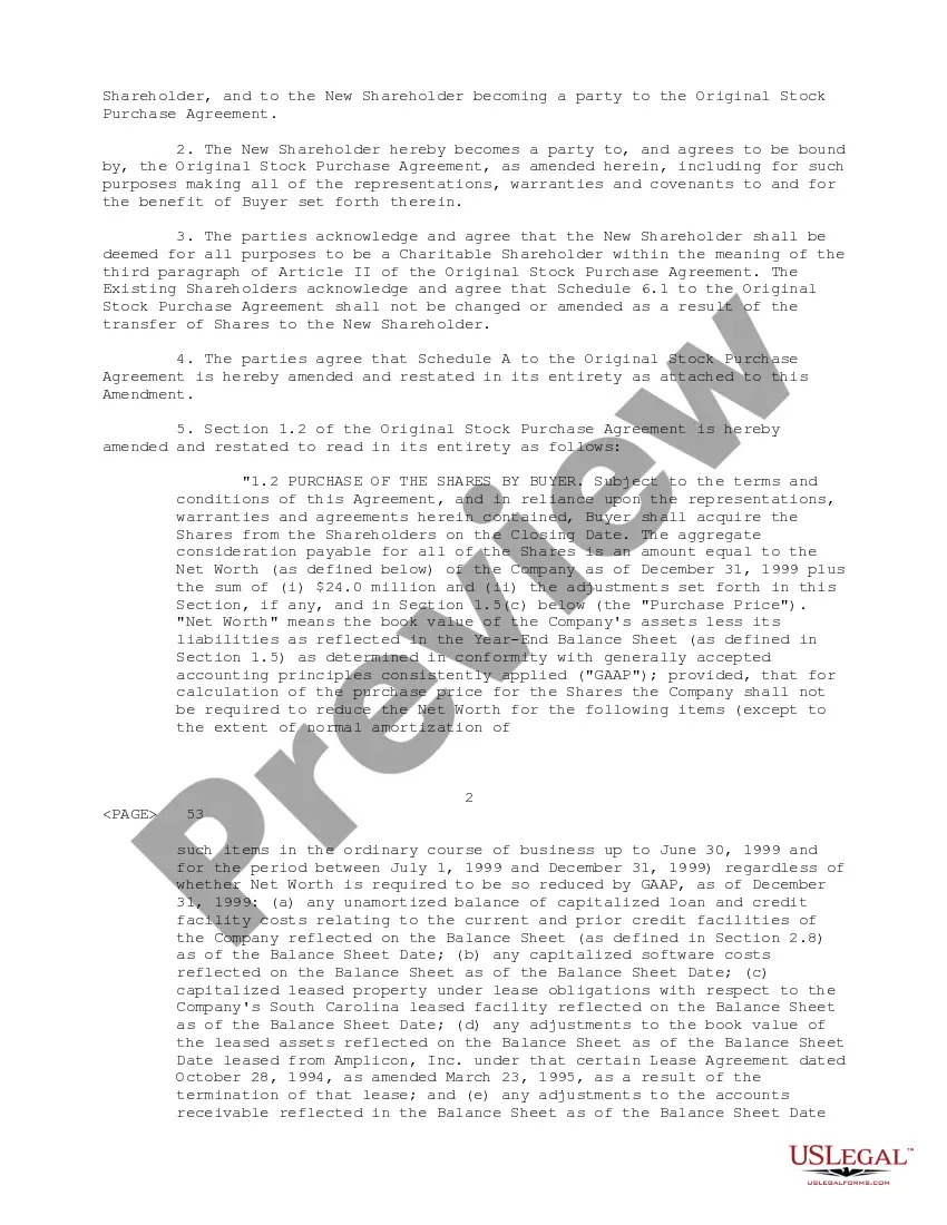 Get Sample Amendment to Stock Purchase Agreement between Wynn's International, Goshen Rubber Co., Inc., shareholders and Berkshire Taconic Community Foundation Preview Sample Amendment to Stock Purchase Agreement between Wynn's International, Goshen Rubber Co., Inc., shareholders and Berkshire Taconic Community Foundation