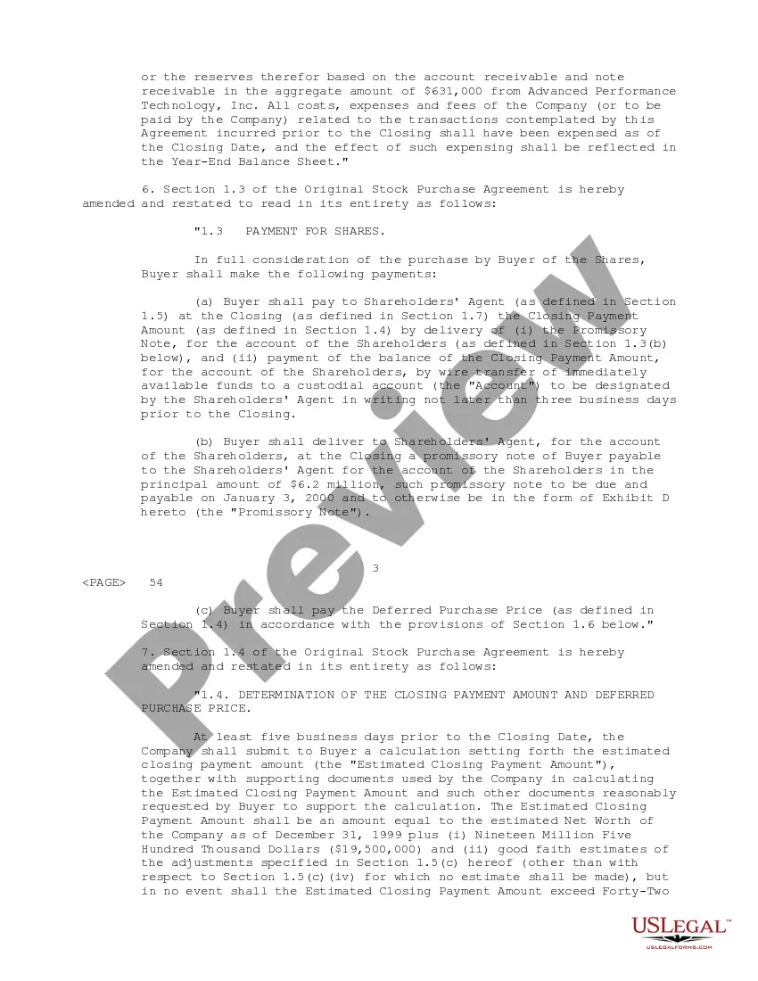 Get Sample Amendment to Stock Purchase Agreement between Wynn's International, Goshen Rubber Co., Inc., shareholders and Berkshire Taconic Community Foundation Preview Sample Amendment to Stock Purchase Agreement between Wynn's International, Goshen Rubber Co., Inc., shareholders and Berkshire Taconic Community Foundation