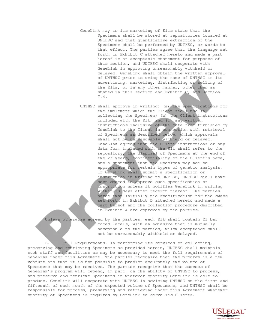 Get Specimen Repository Agreement Preview Specimen Repository Agreement