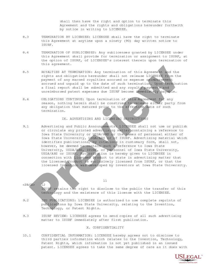 Preview Exclusive License Agreement between Iowa State University Research Foundation, Inc. and eMerge Interactive, Inc.