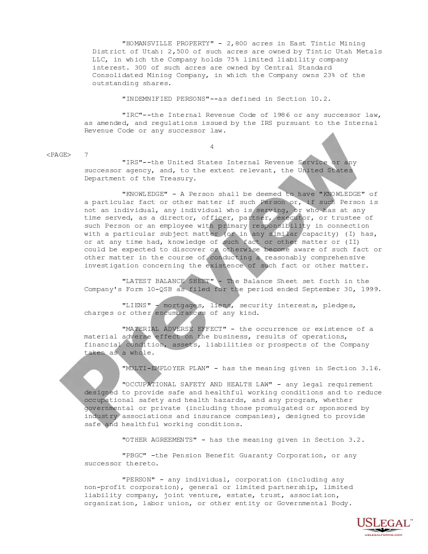 Get Sample Stock Purchase Agreement between Chief Consolidated Mining Company and Dimeling Preview Sample Stock Purchase Agreement between Chief Consolidated Mining Company and Dimeling