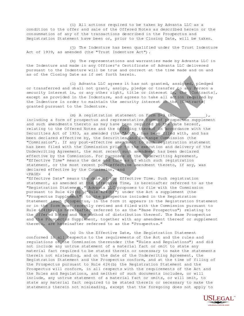 Get Underwriting Agreement between Advanta Equipment Receivable Series LLC and Advanta Bank Corporation Preview Underwriting Agreement between Advanta Equipment Receivable Series LLC and Advanta Bank Corporation