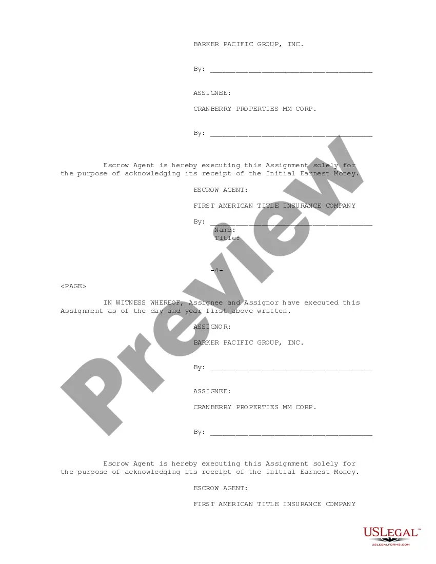 Get Sample Purchase and Sale Agreement between Barker Pacific Group, Inc. and Cranberry Properties MM Corporation Preview Sample Purchase and Sale Agreement between Barker Pacific Group, Inc. and Cranberry Properties MM Corporation