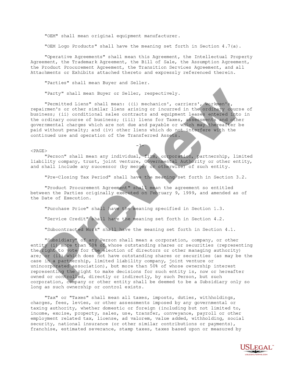 page 7 Sample Asset Purchase Agreement between RadiSys Corporation and International Business Machines Corporation  - Sample preview