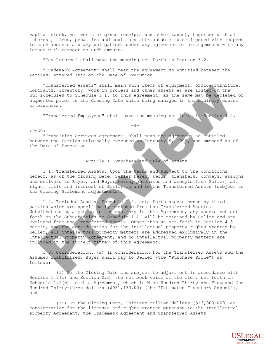 page 8 Sample Asset Purchase Agreement between RadiSys Corporation and International Business Machines Corporation  - Sample preview