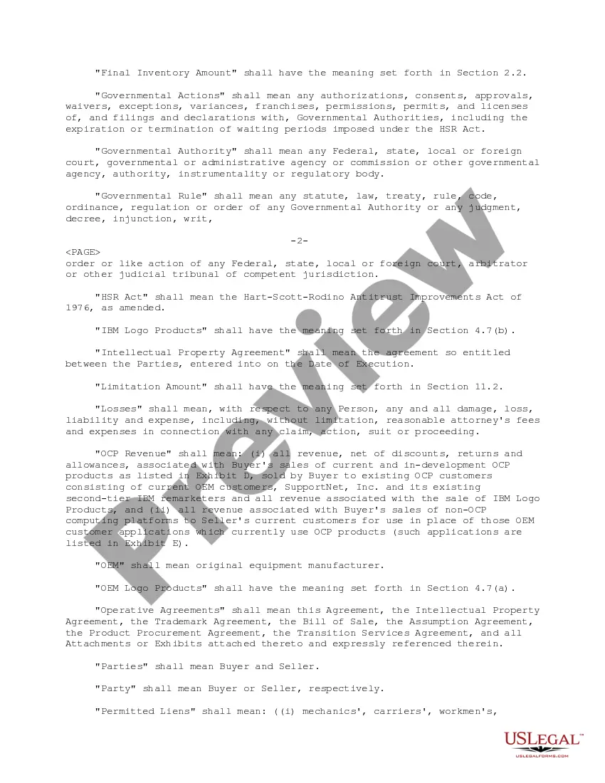 Get Sample Asset Purchase Agreement between RadiSys Corporation and International Business Machines Corporation - Sample Preview Sample Asset Purchase Agreement between RadiSys Corporation and International Business Machines Corporation - Sample