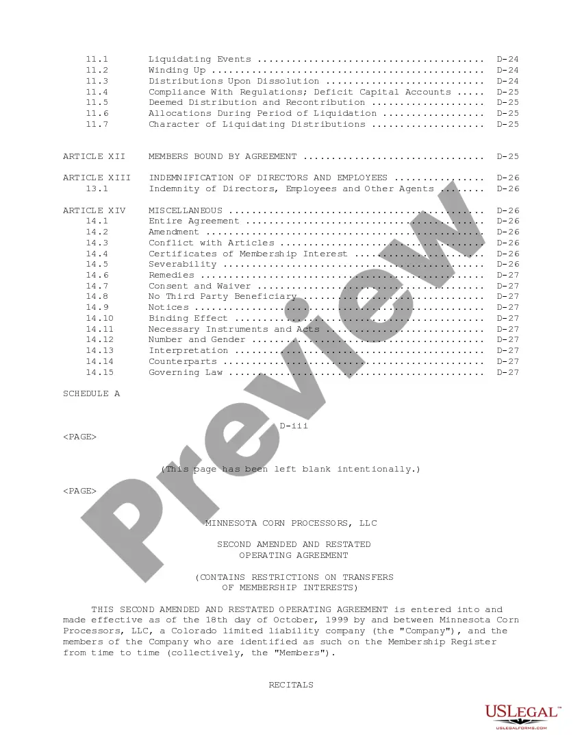 Get Operating Agreement of Minnesota Corn Processors, LLC Preview Operating Agreement of Minnesota Corn Processors, LLC