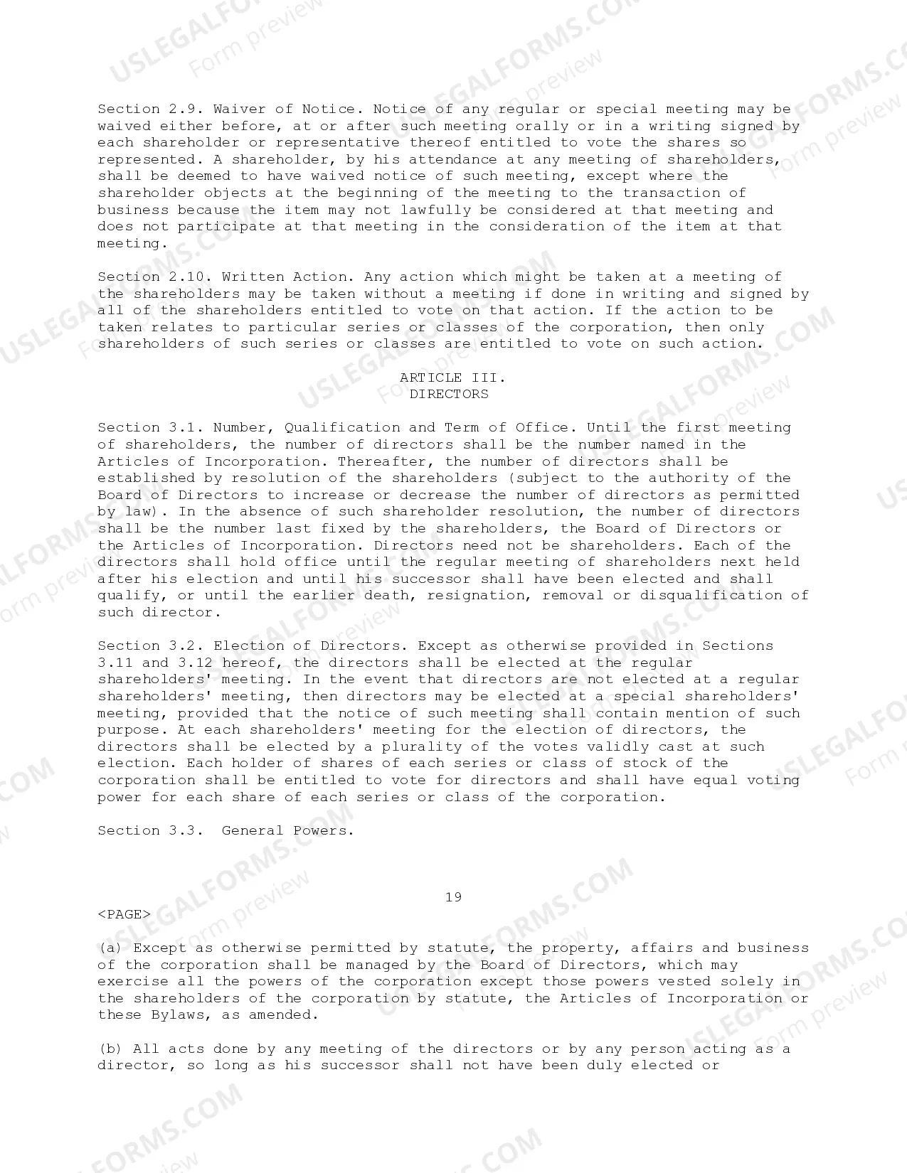 Preview Bylaws of First American Insurance Portfolios, Inc.