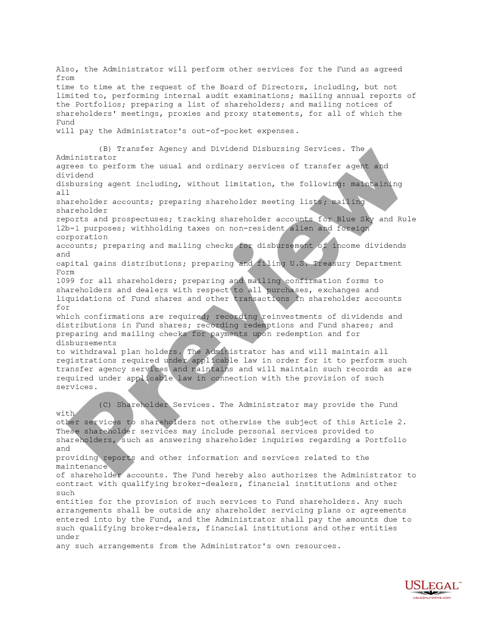 page 4 Administration Agreement between First American Insurance Portfolios, Inc. and U.S. Bank National Association preview