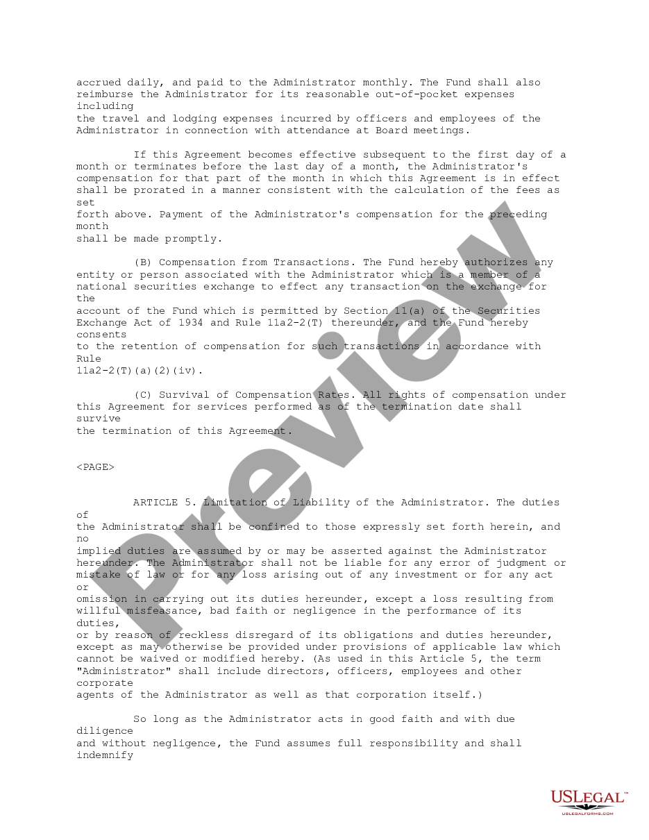 page 6 Administration Agreement between First American Insurance Portfolios, Inc. and U.S. Bank National Association preview