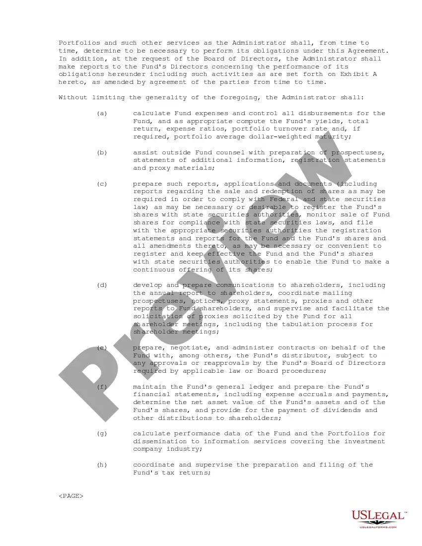 Get Administration Agreement between First American Insurance Portfolios, Inc. and U.S. Bank National Association Preview Administration Agreement between First American Insurance Portfolios, Inc. and U.S. Bank National Association