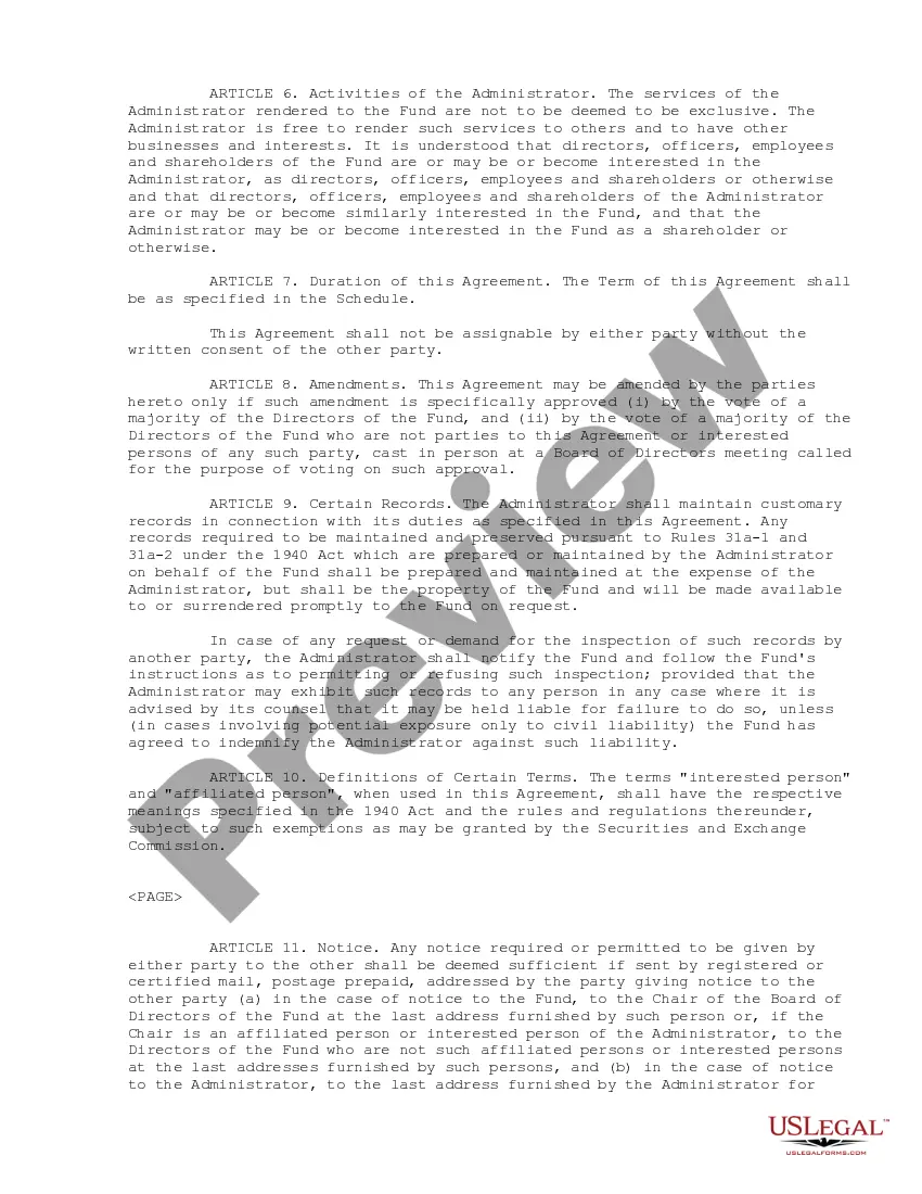 Get Administration Agreement between First American Insurance Portfolios, Inc. and U.S. Bank National Association Preview Administration Agreement between First American Insurance Portfolios, Inc. and U.S. Bank National Association