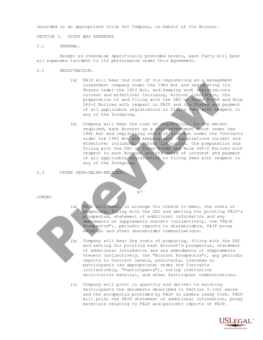 Get Participation Agreement between First American Ins. Portfolios, Inc., SEI Investments Distribution Co. Preview Participation Agreement between First American Ins. Portfolios, Inc., SEI Investments Distribution Co.
