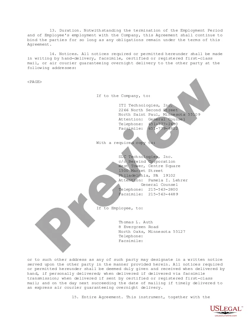 Get Sample Employment Agreement with ITI Technologies, Inc. Preview Sample Employment Agreement with ITI Technologies, Inc.