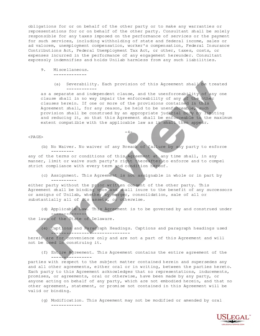 Get Sample Corporate Consulting Agreement between David C. Weavil and Unilab Corporation Preview Sample Corporate Consulting Agreement between David C. Weavil and Unilab Corporation