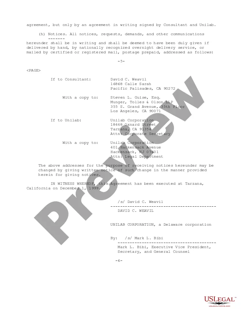 Get Sample Corporate Consulting Agreement between David C. Weavil and Unilab Corporation Preview Sample Corporate Consulting Agreement between David C. Weavil and Unilab Corporation