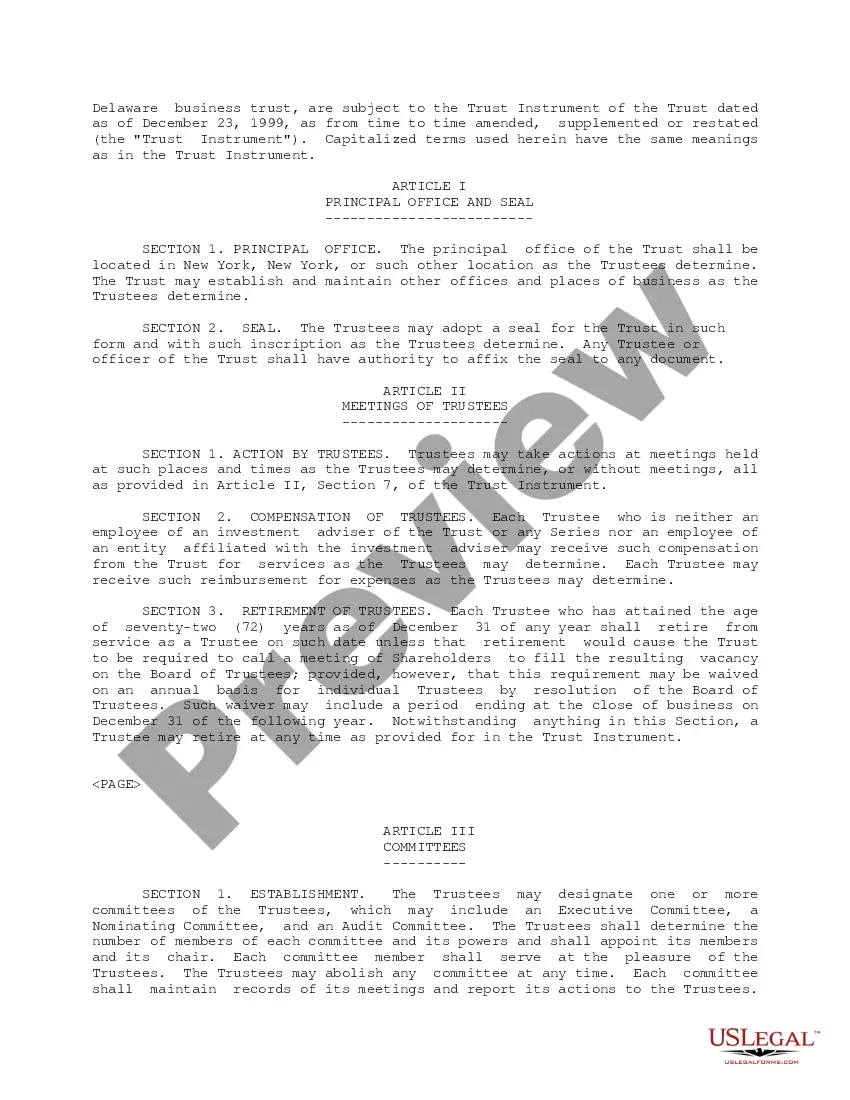 Preview Bylaws of Mitchell Hutchins Securities Trust