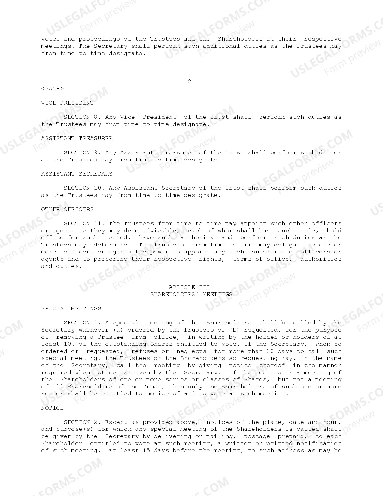 Preview Bylaws of Potomac Insurance Trust