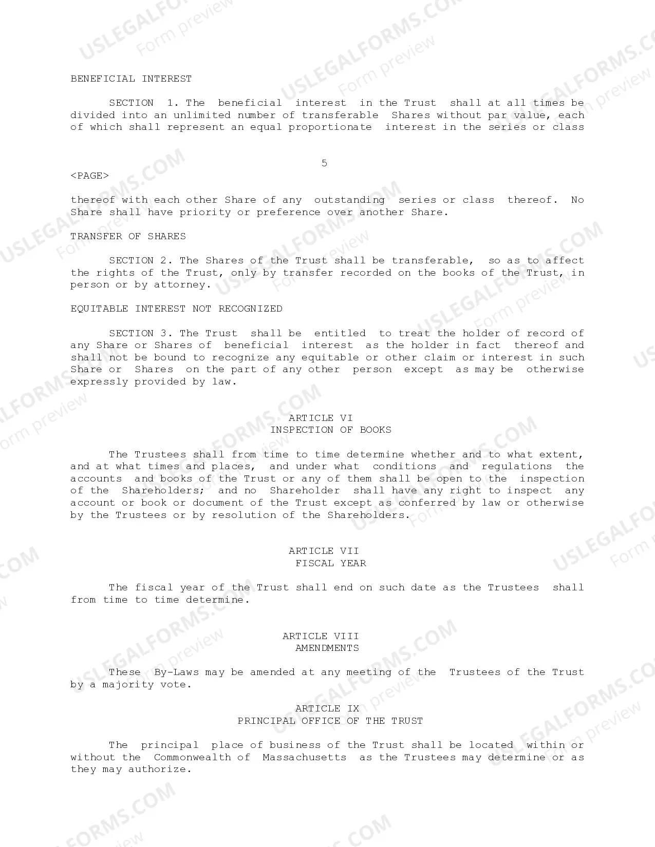 Preview Bylaws of Potomac Insurance Trust