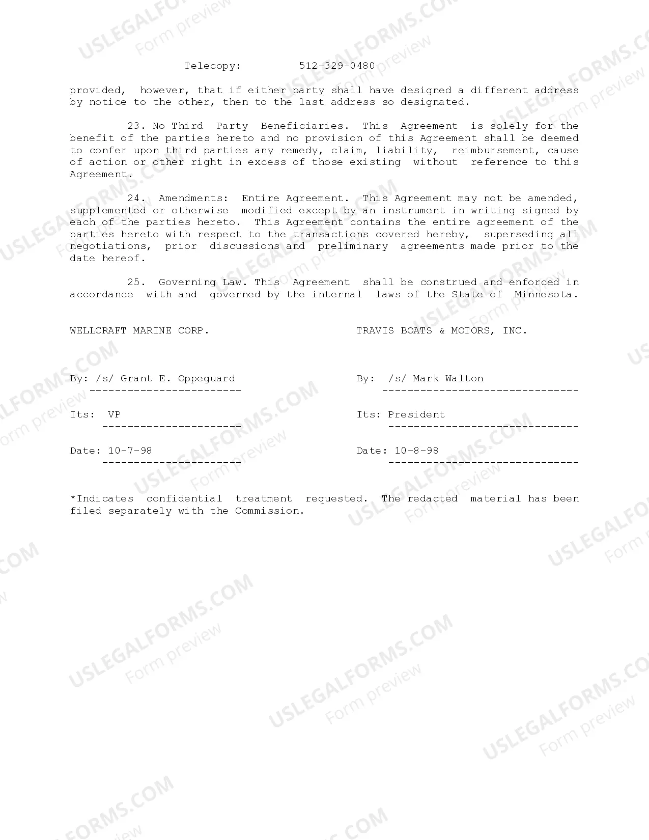 Preview Wellcraft Master Dealer Agreement