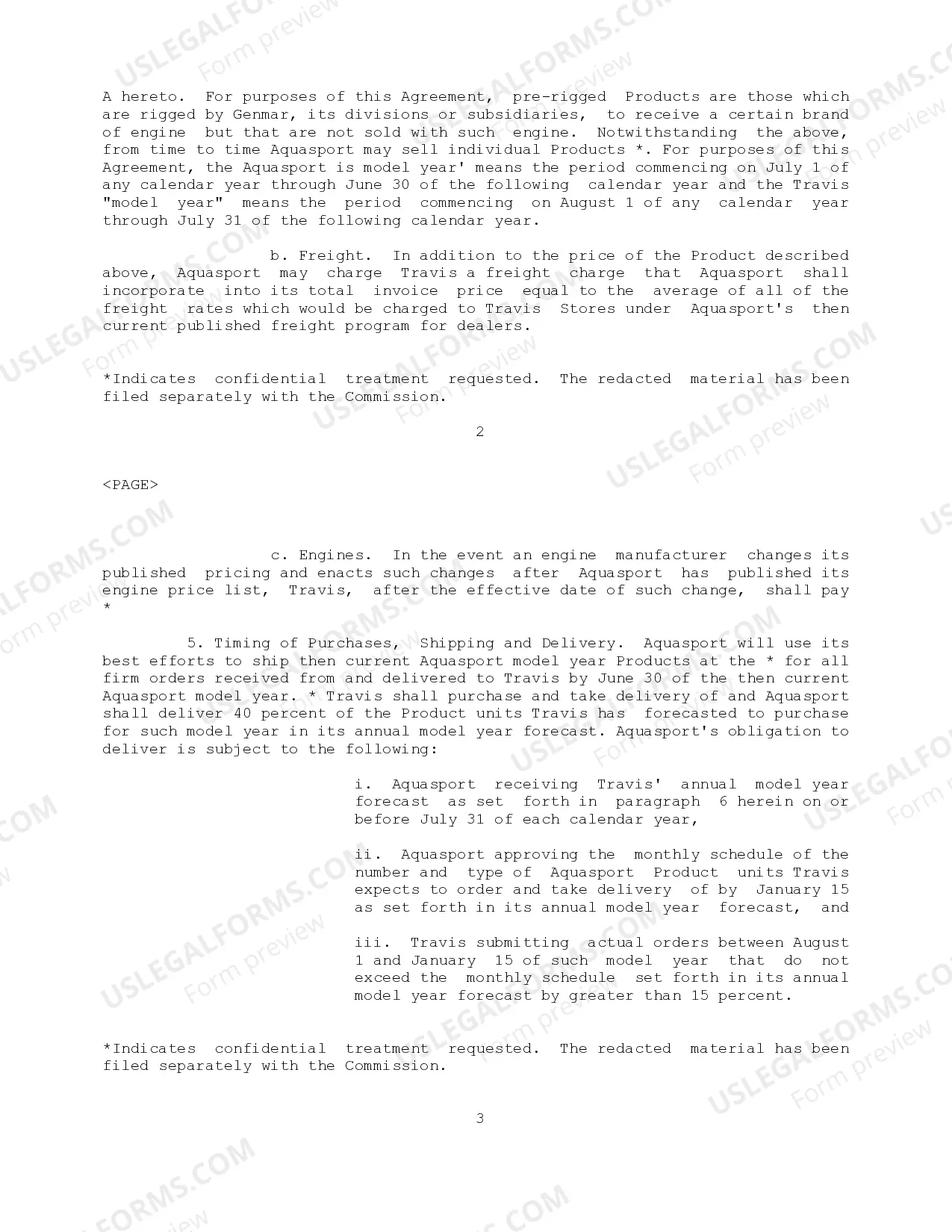 Preview Aquasport Master Dealer Agreement