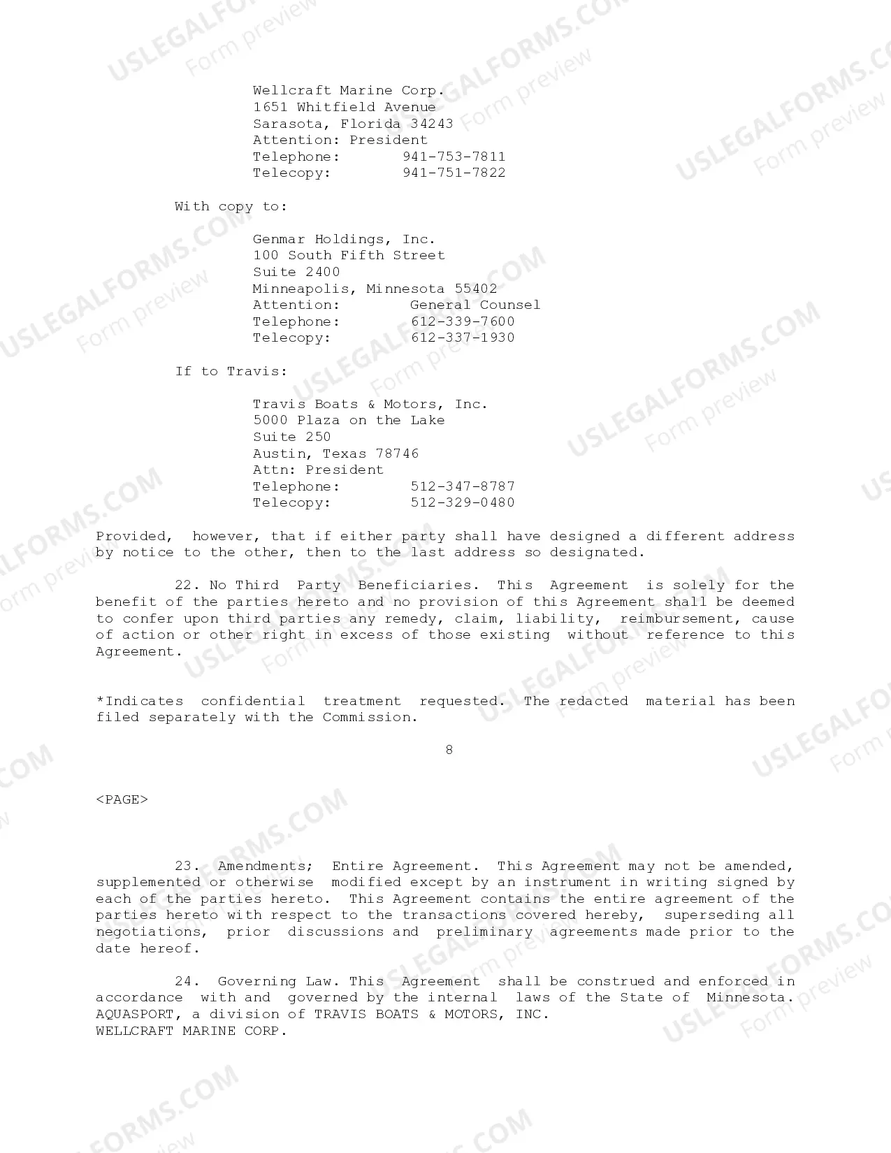 Preview Aquasport Master Dealer Agreement