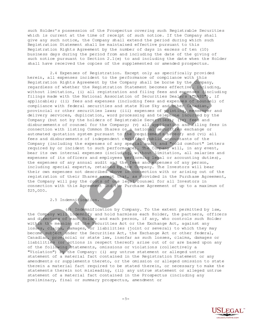 Get Registration Rights Agreement between Visible Genetics, Inc. and the purchasers of common shares of the company Preview Registration Rights Agreement between Visible Genetics, Inc. and the purchasers of common shares of the company
