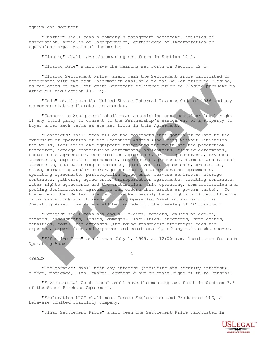 Get Sample Purchase Agreement between Tesoro Petroleum Corp., Tesoro Gas Resources Company, Inc. and EEX Operating, LLC regarding sale of all shares of capital stock Preview Sample Purchase Agreement between Tesoro Petroleum Corp., Tesoro Gas Resources Company, Inc. and EEX Operating, LLC regarding sale of all shares of capital stock