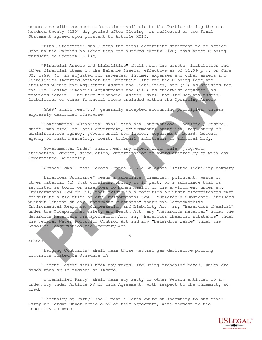 Get Sample Purchase Agreement between Tesoro Petroleum Corp., Tesoro Gas Resources Company, Inc. and EEX Operating, LLC regarding sale of all shares of capital stock Preview Sample Purchase Agreement between Tesoro Petroleum Corp., Tesoro Gas Resources Company, Inc. and EEX Operating, LLC regarding sale of all shares of capital stock