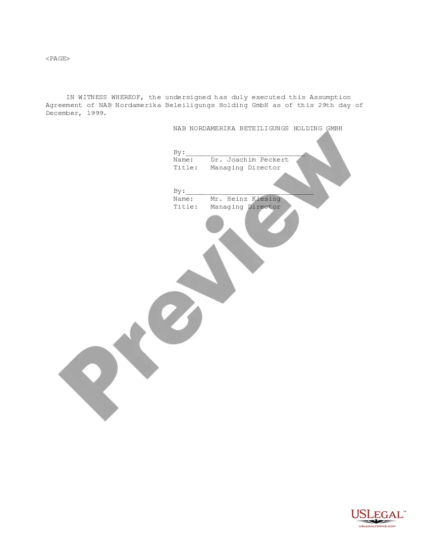 Get Assumption Agreement of NAB Nordamerika Beteiligungs Holding GMBH between France Telecom and Deutsche Telecom AG regarding acquisition of Class A Stock Preview Assumption Agreement of NAB Nordamerika Beteiligungs Holding GMBH between France Telecom and Deutsche Telecom AG regarding acquisition of Class A Stock