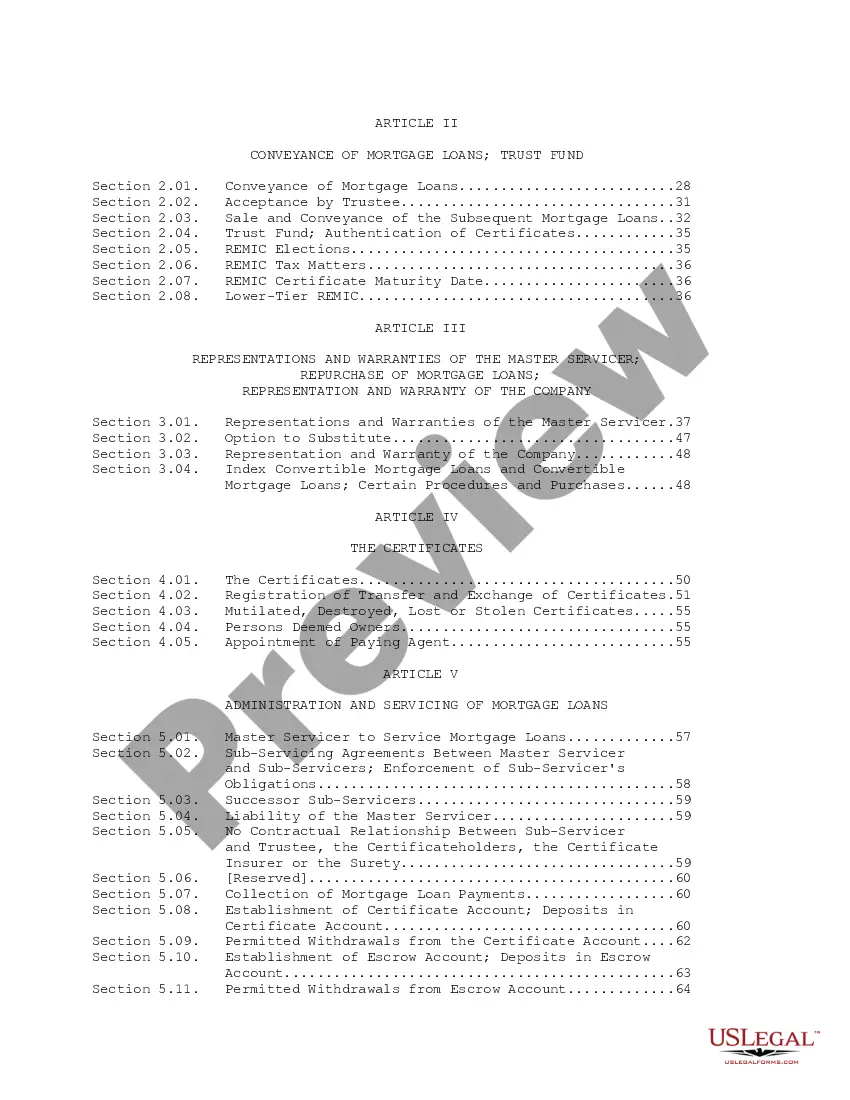 Get Pooling and Servicing Agreement contemplating the sale of mortgage loans to Trustee for inclusion in the Trust Fund by the company Preview Pooling and Servicing Agreement contemplating the sale of mortgage loans to Trustee for inclusion in the Trust Fund by the company