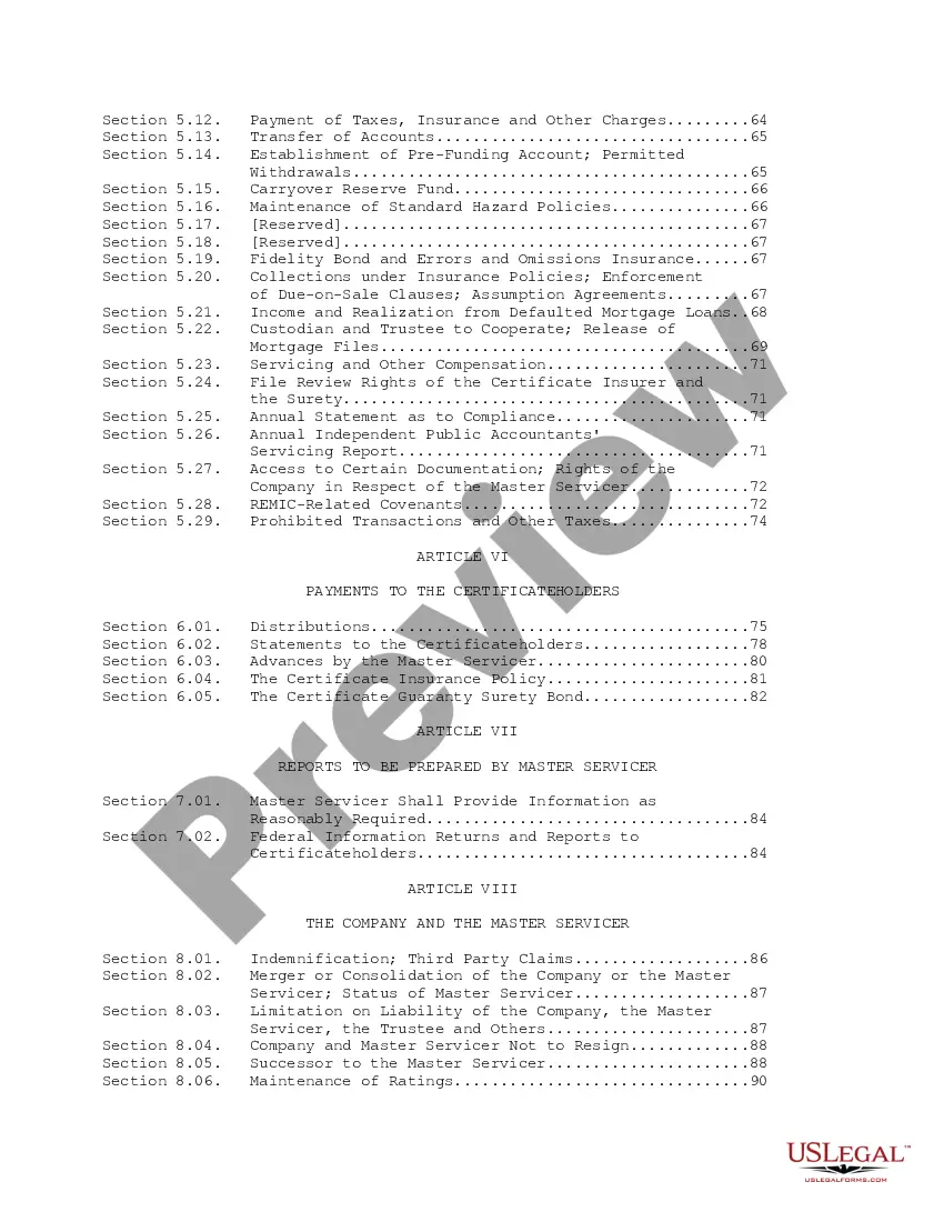 Get Pooling and Servicing Agreement contemplating the sale of mortgage loans to Trustee for inclusion in the Trust Fund by the company Preview Pooling and Servicing Agreement contemplating the sale of mortgage loans to Trustee for inclusion in the Trust Fund by the company
