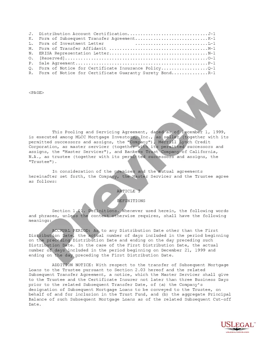 Get Pooling and Servicing Agreement contemplating the sale of mortgage loans to Trustee for inclusion in the Trust Fund by the company Preview Pooling and Servicing Agreement contemplating the sale of mortgage loans to Trustee for inclusion in the Trust Fund by the company