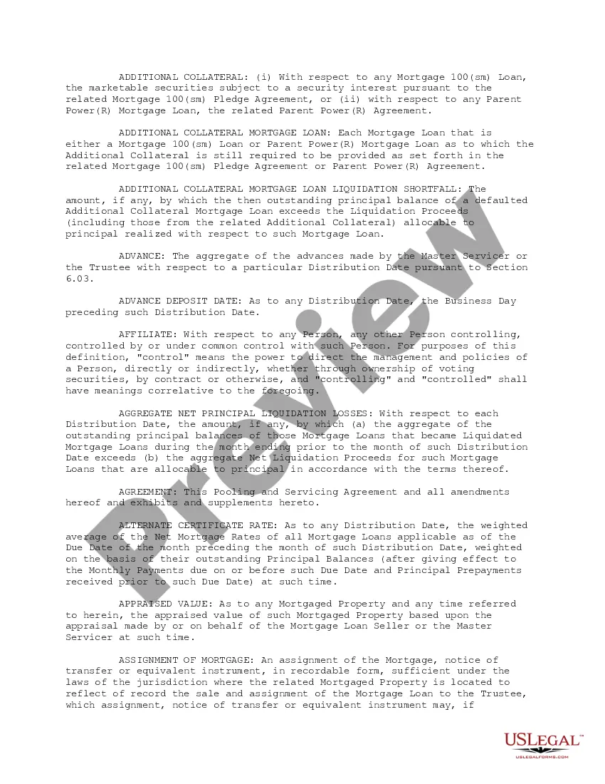 Get Pooling and Servicing Agreement contemplating the sale of mortgage loans to Trustee for inclusion in the Trust Fund by the company Preview Pooling and Servicing Agreement contemplating the sale of mortgage loans to Trustee for inclusion in the Trust Fund by the company