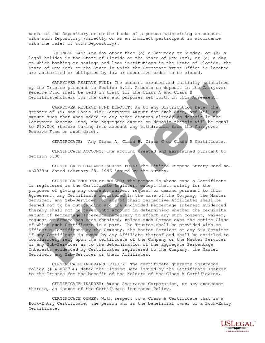Get Pooling and Servicing Agreement contemplating the sale of mortgage loans to Trustee for inclusion in the Trust Fund by the company Preview Pooling and Servicing Agreement contemplating the sale of mortgage loans to Trustee for inclusion in the Trust Fund by the company