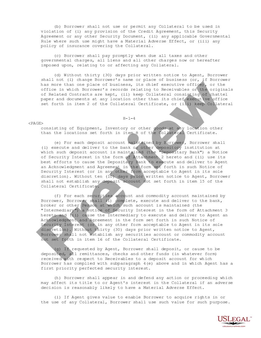 Get Borrower Security Agreement regarding the extension of credit facilities Preview Borrower Security Agreement regarding the extension of credit facilities