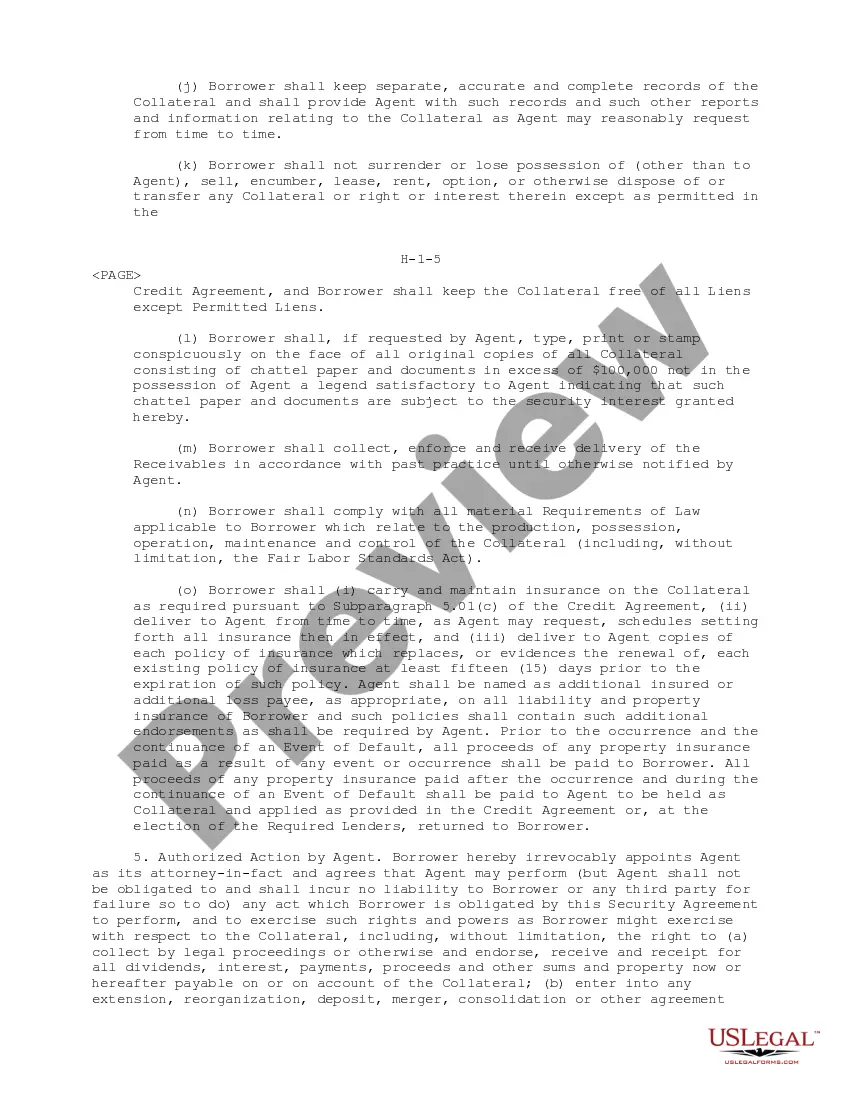 Get Borrower Security Agreement regarding the extension of credit facilities Preview Borrower Security Agreement regarding the extension of credit facilities