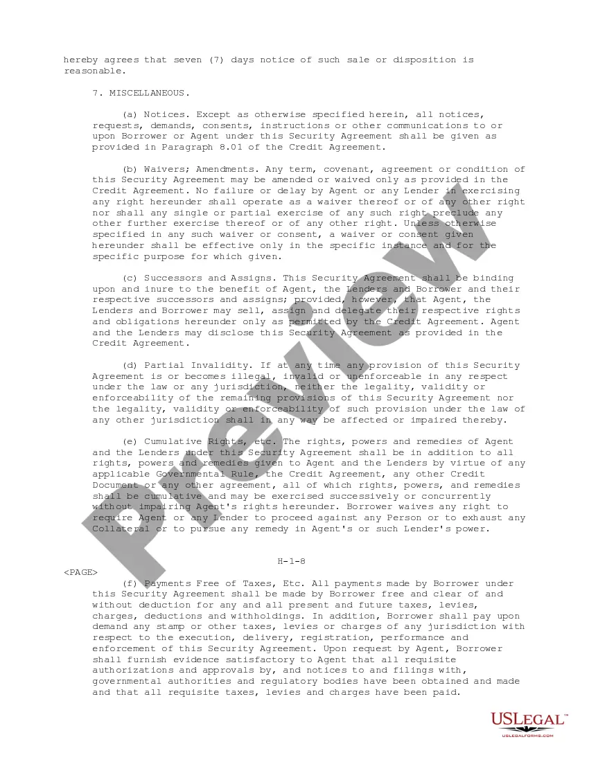 Get Borrower Security Agreement regarding the extension of credit facilities Preview Borrower Security Agreement regarding the extension of credit facilities