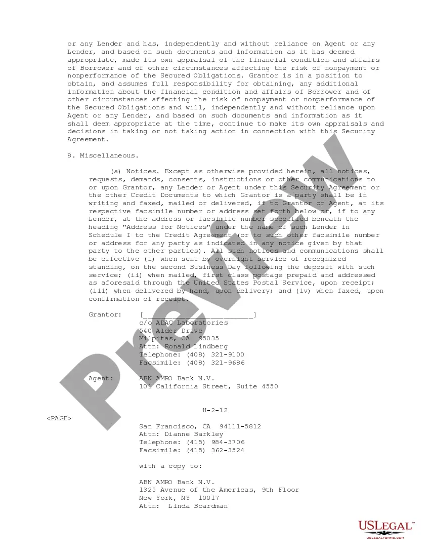 Get Domestic Subsidiary Security Agreement regarding ratable benefit of Lenders and Agent Preview Domestic Subsidiary Security Agreement regarding ratable benefit of Lenders and Agent