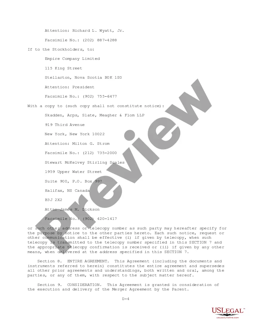 Preview Voting Agreement between Food Lion, Inc. and ECL Investments Limited regarding approval of Plan of Merger