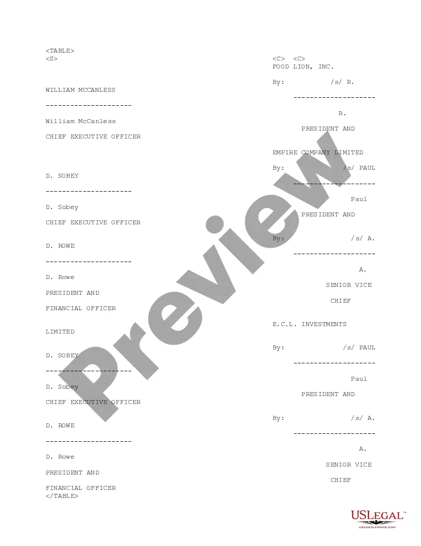 Preview Voting Agreement between Food Lion, Inc. and ECL Investments Limited regarding approval of Plan of Merger