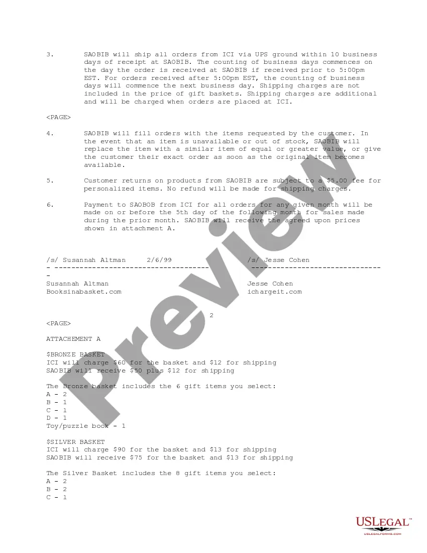 Get Agreement between Bookinabasket.Com and Ichargeit.Com, Inc. regarding exclusive supply of product Preview Agreement between Bookinabasket.Com and Ichargeit.Com, Inc. regarding exclusive supply of product