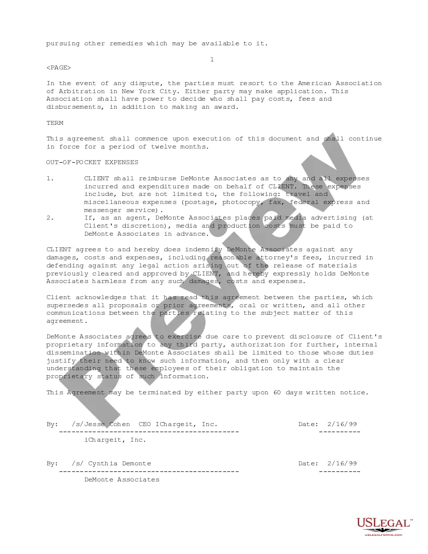 Preview Investor Relations Agreement regarding Advisor for a Program of Financial Communications and Investor Relations