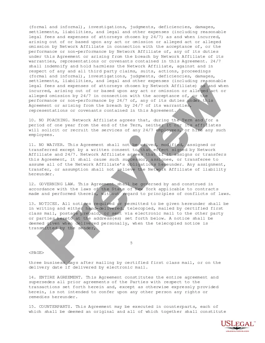 Get Network Affiliation Agreement Preview Network Affiliation Agreement