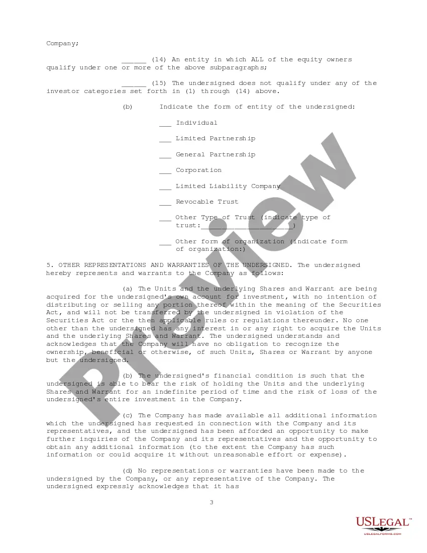 Get Subscription Agreement between Ichargeit.Com, Inc. and prospective investor for the purchase of units consisting of common stock and common stock warrant Preview Subscription Agreement between Ichargeit.Com, Inc. and prospective investor for the purchase of units consisting of common stock and common stock warrant