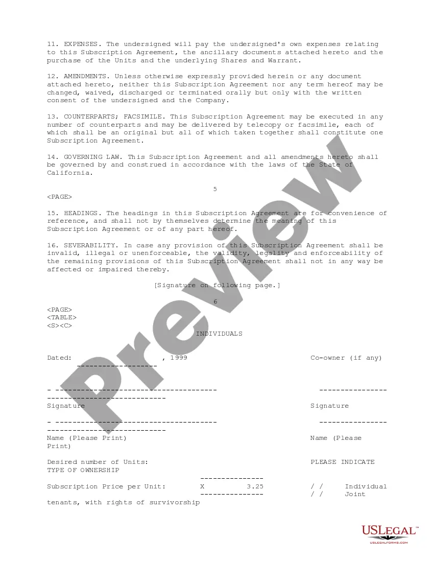 Get Subscription Agreement between Ichargeit.Com, Inc. and prospective investor for the purchase of units consisting of common stock and common stock warrant Preview Subscription Agreement between Ichargeit.Com, Inc. and prospective investor for the purchase of units consisting of common stock and common stock warrant