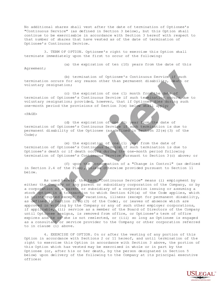 Get Stock Option Agreement of Ichargeit.Com, Inc. Preview Stock Option Agreement of Ichargeit.Com, Inc.