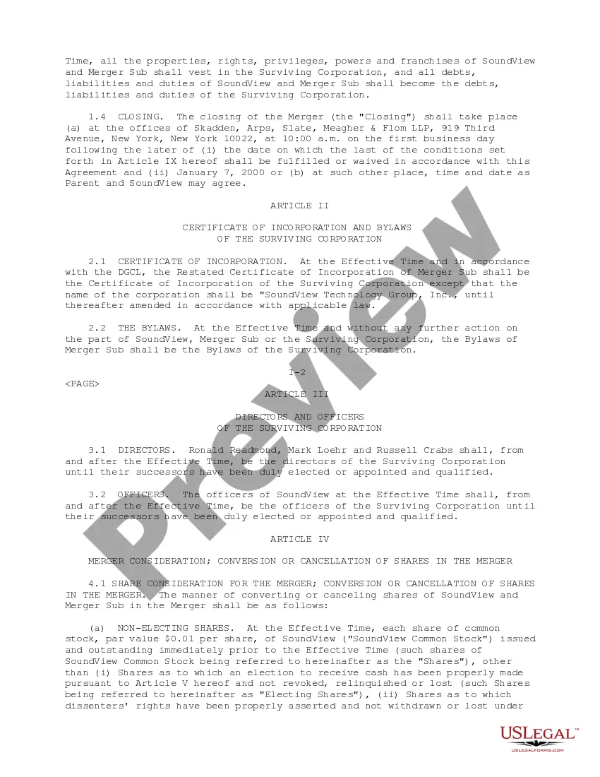 Get Plan of Merger between WIT Capital Group, Inc., WIS Merger Corporation and Soundview Technology Group, Inc. Preview Plan of Merger between WIT Capital Group, Inc., WIS Merger Corporation and Soundview Technology Group, Inc.