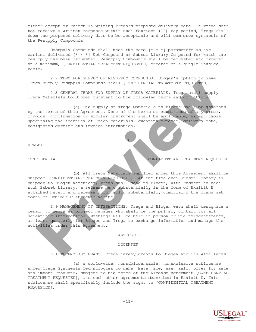 Preview Library Supply and Sublicense Agreement