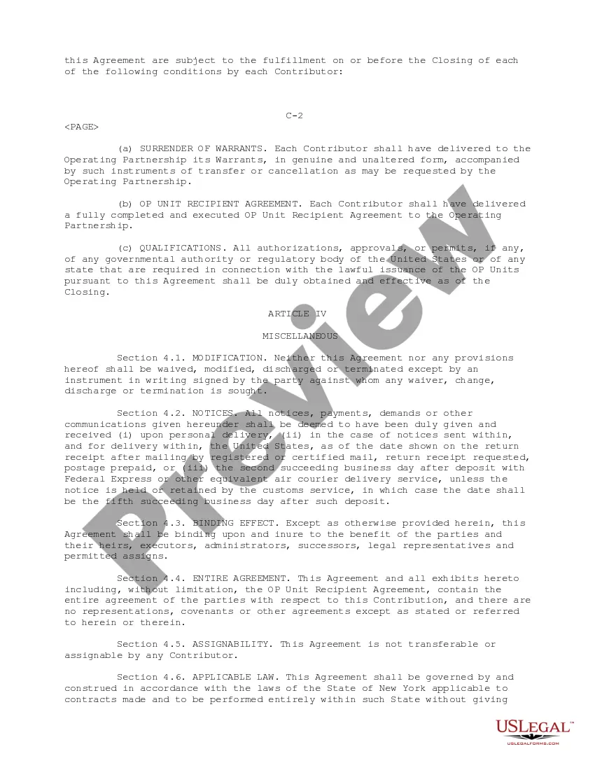Get Contribution Agreement between Keystone Operating Partnership, L.P., Hudson Bay Partners II, LP, and Several Individual Contributors Preview Contribution Agreement between Keystone Operating Partnership, L.P., Hudson Bay Partners II, LP, and Several Individual Contributors